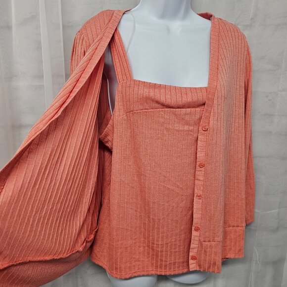 NWT Apt. 9 Melon Orange Knit Cardigan and Tank Set L - Picture 5 of 13